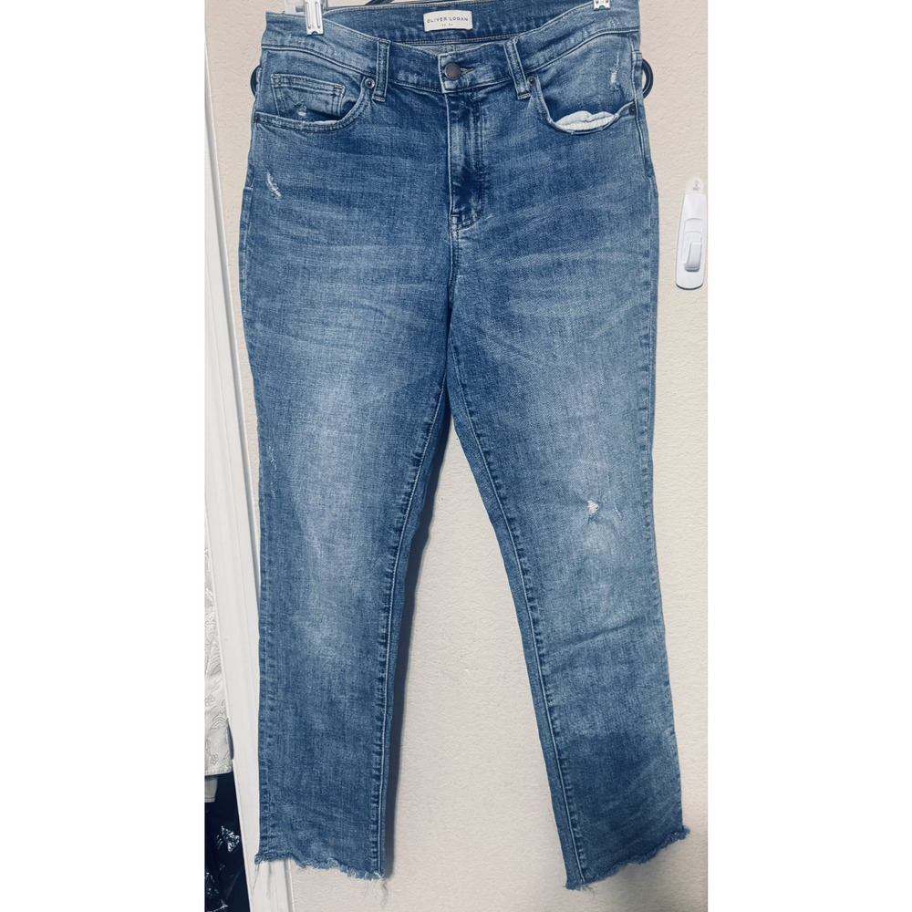 Oliver Logan Jeans Size 28 raw hem Crosby relaxed taper slow denim cropped